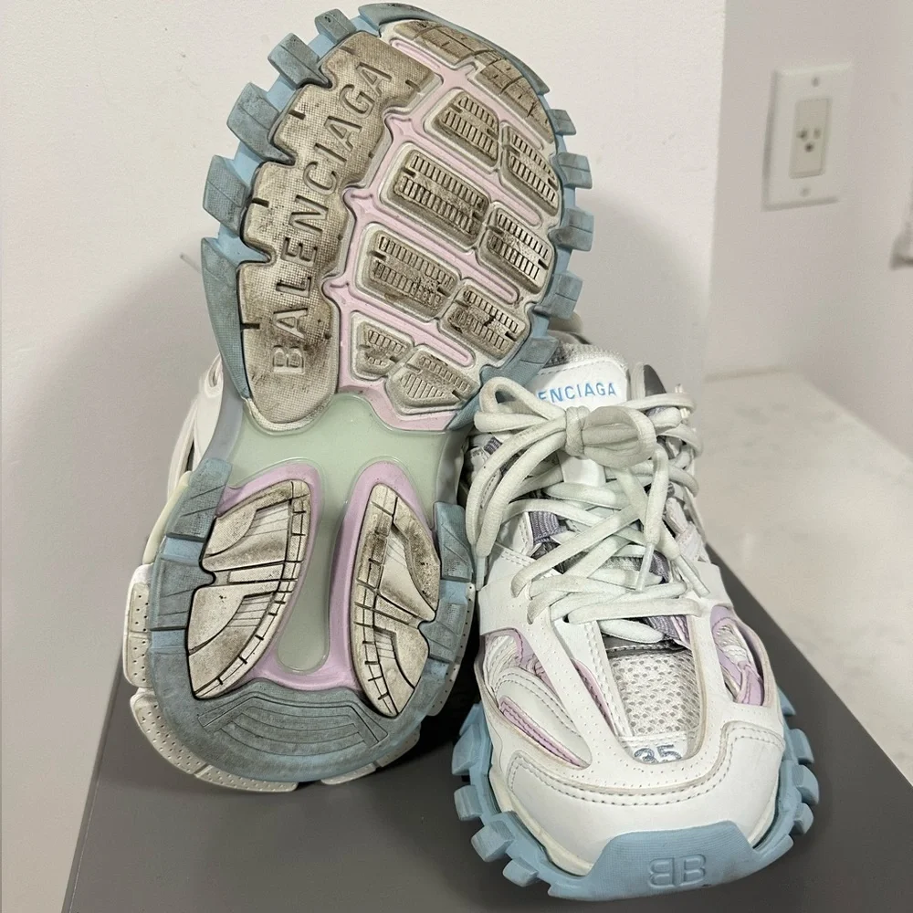 Women’s Balenciaga Track Sneaker in white and pastel mesh and nylon - Picture 3 of 5